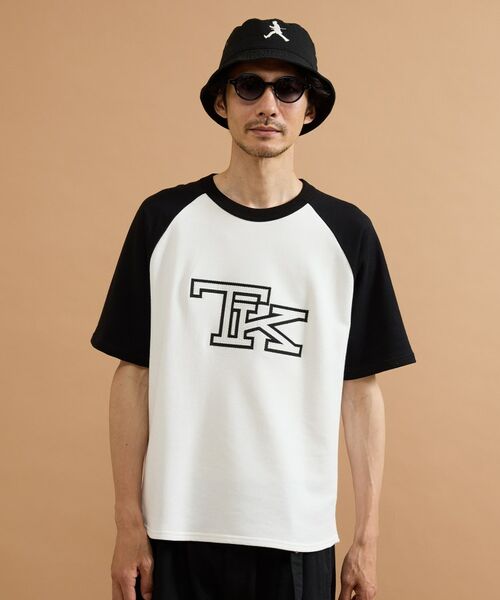 TAKEO KIKUCHI / タケオキクチ Tシャツ | カレッジ風TKラグラン配色ミニ裏毛T | 詳細4
