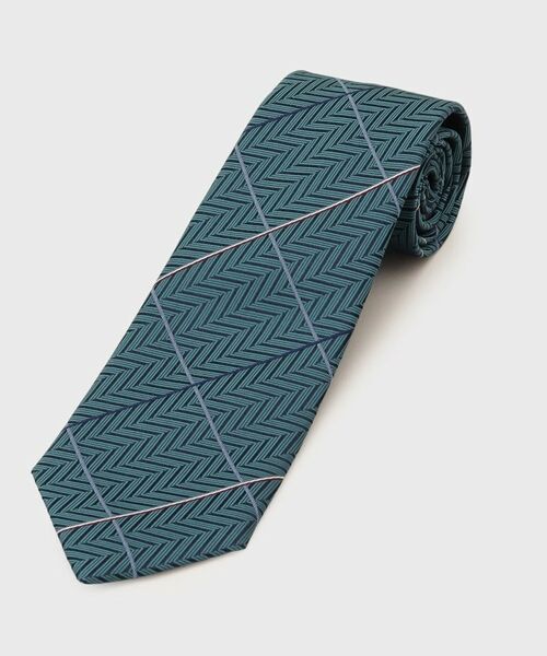 TAKEO KIKUCHI / タケオキクチ ネクタイ | 【PNJ】矢羽根ストライプ（ブルーグリーン(097)）