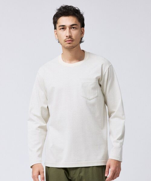 TAKEO KIKUCHI / タケオキクチ カットソー | シルケット ボーダー 長袖 Tシャツ(オフホワイト(203))