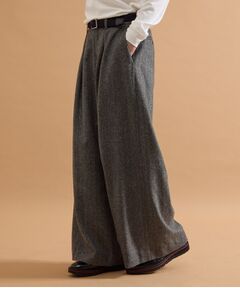 TAKEO KIKUCHI / タケオキクチ パンツ | ウールカシミヤヘリンボン ワイドバギーフレアパンツ