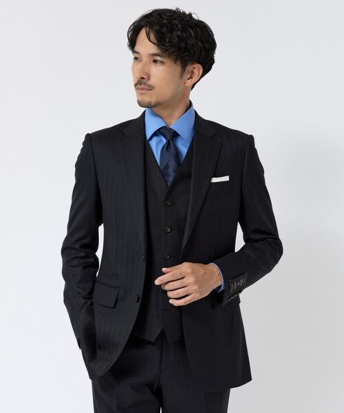 TAKEO KIKUCHI / タケオキクチ セットアップ | シャイニーシャーク ストライプスーツ/スリーピース対応(ネイビー(394))