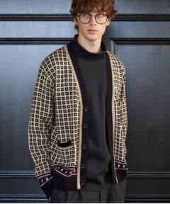 TAKEO KIKUCHI / タケオキクチ カーディガン・ボレロ | 【BOWLER HAT LABEL】ジオメトリック柄カーディガン