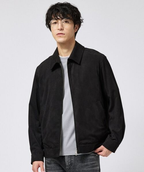 TAKEO KIKUCHI / タケオキクチ レザーブルゾン・ジャケット | バックプリーツ ボックスシルエット ジップ ブルゾン(ブラック(019))