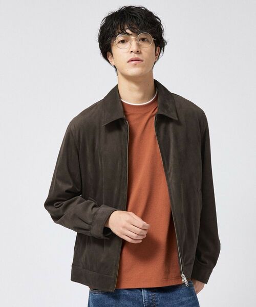 TAKEO KIKUCHI / タケオキクチ レザーブルゾン・ジャケット | バックプリーツ ボックスシルエット ジップ ブルゾン(ブラウン(044))