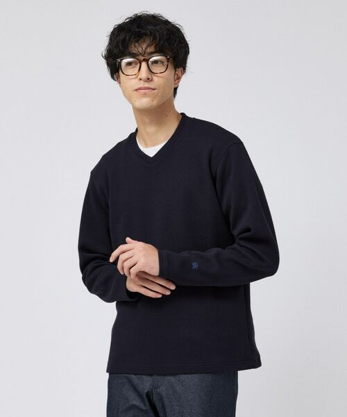 TAKEO KIKUCHI / タケオキクチ スウェット | 【日本製】メッシュ ジャージ Vネック プルオーバー(ネイビー(094))