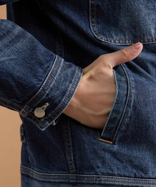 TAKEO KIKUCHI / タケオキクチ レザーブルゾン・ジャケット | 【525DENIM】14ozデニム ノーカラーGジャン | 詳細15
