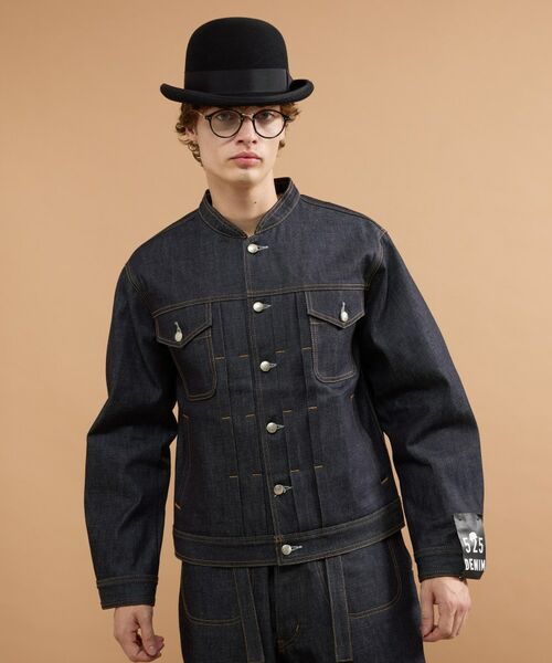 TAKEO KIKUCHI / タケオキクチ レザーブルゾン・ジャケット | 【525DENIM】14ozデニム ノーカラーGジャン（ネイビー(094)）