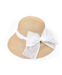 Tartine et Chocolat / タルティーヌ エ ショコラ ハット | ペーパーブレード×ドットチュールリボンハット(52~56cm)