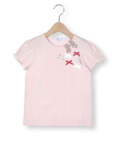 リバティ柄リボン付きソフトベア天竺半袖Tシャツ(90~140cm)