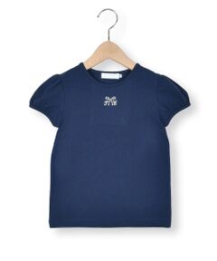 ラインストーンリボン付きベア天竺半袖Tシャツ(90~140cm)