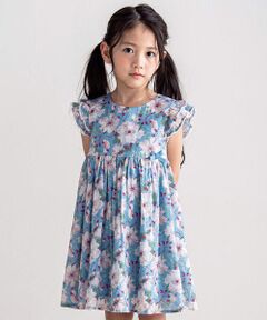 Tartine et Chocolat / タルティーヌ エ ショコラ ミニ丈・ひざ丈ワンピース | 【日本製】【お揃い】リバティ(DorsetRose)セルロースリボン付きワンピース(90~140cm)