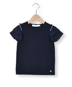 袖フリルパールブレード付きソフトベア天竺半袖Tシャツ(90~140cm)