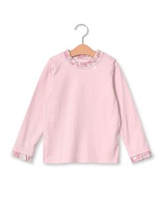 サテンフラワープリントフリルTシャツ(90~140cm)