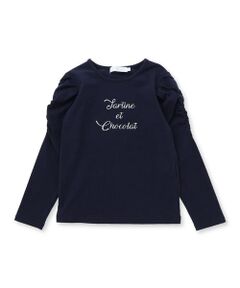 Tartine et Chocolat / タルティーヌ エ ショコラ Tシャツ | 【日本製】コンパクトコットンベア天竺ロゴプリントTシャツ(90~140cm)