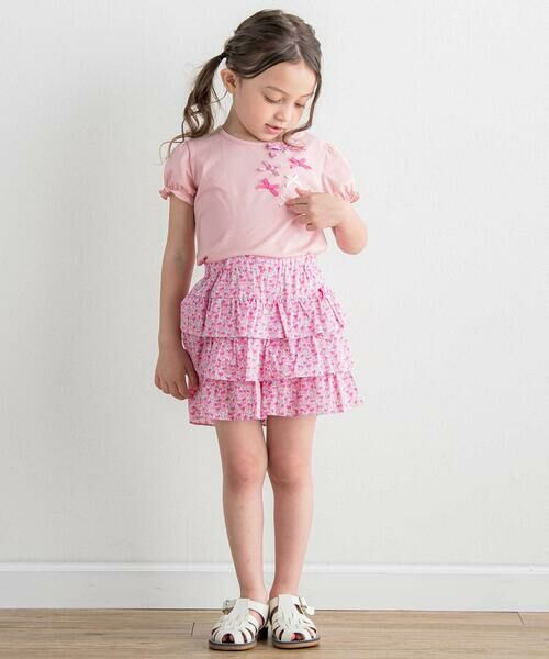 Tartine et Chocolat / タルティーヌ エ ショコラ その他パンツ | 【日本製】【お揃い】リバティ(Aralia Pansy)タナローンティアードキュロット(90~140cm) | 詳細3