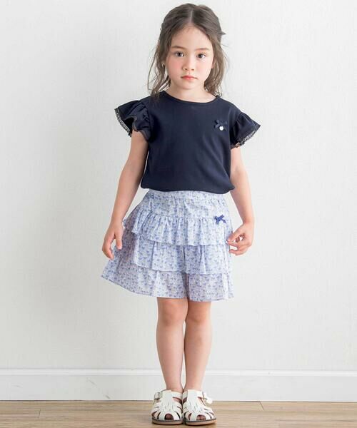 Tartine et Chocolat / タルティーヌ エ ショコラ その他パンツ | 【日本製】【お揃い】リバティ(Aralia Pansy)タナローンティアードキュロット(90~140cm) | 詳細13