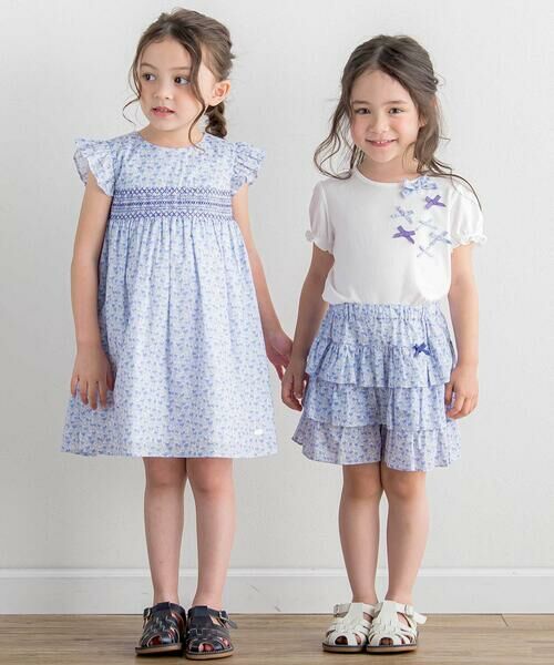 Tartine et Chocolat / タルティーヌ エ ショコラ その他パンツ | 【日本製】【お揃い】リバティ(Aralia Pansy)タナローンティアードキュロット(90~140cm) | 詳細17