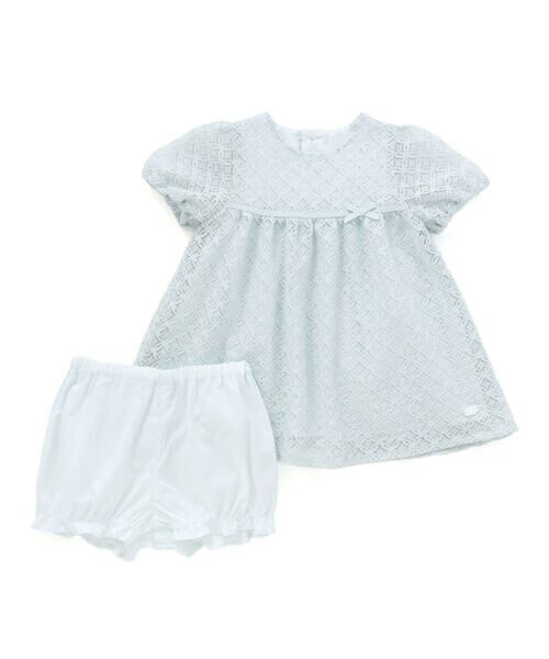 Tartine et Chocolat/タルティーヌ エ ショコラ 【日本製】ラッセルレースブルマ付きワンピースベビー(70〜90cm) ブルー S(70-80cm) Tartine et Chocolat/タルティーヌ エ ショコラ 【日本製】ラッセルレースブルマ付きワンピースベビー(70〜90cm) ブルー S(70-80cm)