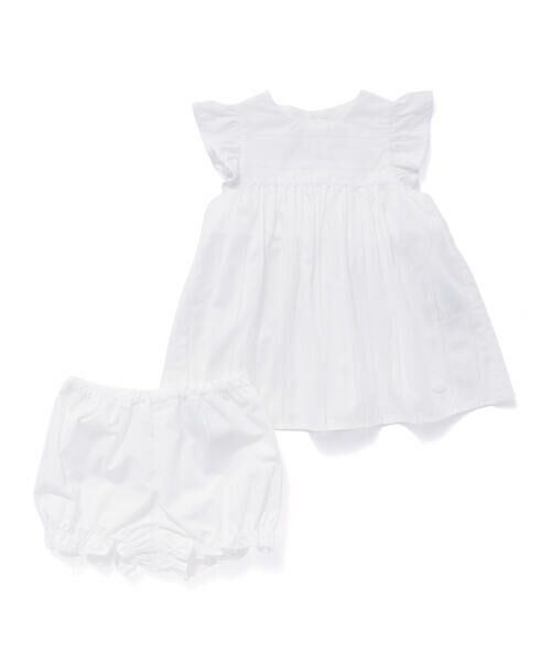 Tartine et Chocolat / タルティーヌ エ ショコラ ベビー・キッズウエア | 【日本製】【お揃い】オーガニックコットンストライプブルマ付きワンピースベビー(70〜90cm)(ホワイト)