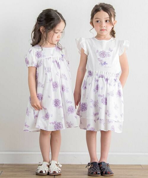 Tartine et Chocolat / タルティーヌ エ ショコラ ミニ丈・ひざ丈ワンピース | 【日本製】【お揃い】オーガニックコットンフラワープリントワンピース(90〜140cm) | 詳細4
