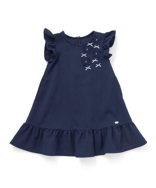 Tartine et Chocolat / タルティーヌ エ ショコラ ミニ丈・ひざ丈ワンピース | 【お揃い】バタフライモチーフ袖フリルワンピース(90〜140cm) | 詳細4