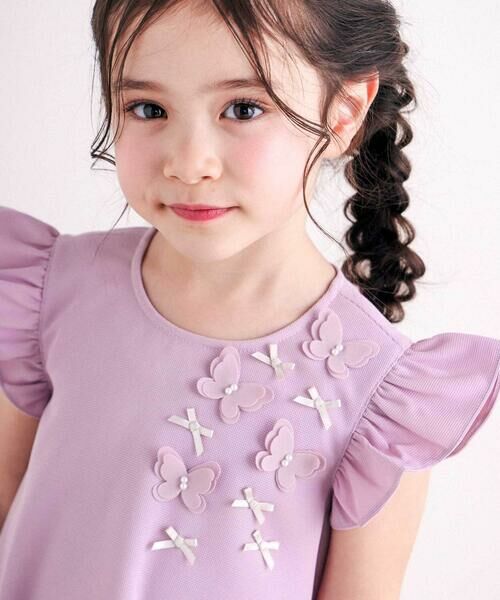 Tartine et Chocolat / タルティーヌ エ ショコラ ミニ丈・ひざ丈ワンピース | 【お揃い】バタフライモチーフ袖フリルワンピース(90〜140cm) | 詳細8