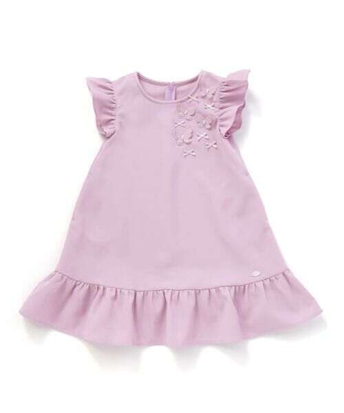 Tartine et Chocolat / タルティーヌ エ ショコラ ミニ丈・ひざ丈ワンピース | 【お揃い】バタフライモチーフ袖フリルワンピース(90〜140cm) | 詳細9