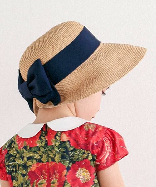 Tartine et Chocolat / タルティーヌ エ ショコラ ハット | 【UVカット】【お揃い】大きいリボン付きペーパーブレードハット(52〜56cm) | 詳細5