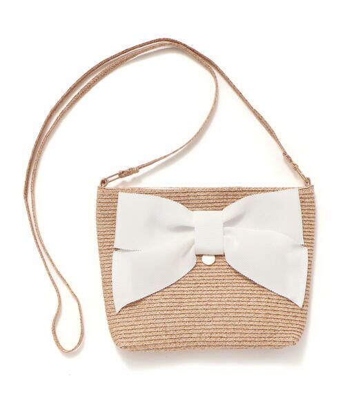 Tartine et Chocolat / タルティーヌ エ ショコラ ショルダーバッグ | 【お揃い】リボン付きペーパーブレードバッグ（ホワイト）