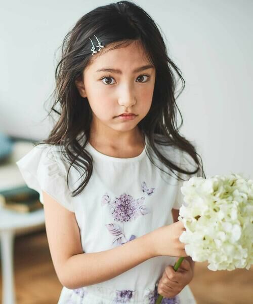 Tartine et Chocolat / タルティーヌ エ ショコラ Tシャツ | フラワープリント袖フリルTシャツ(90〜140cm) | 詳細2