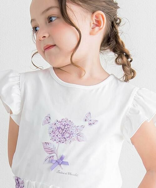 Tartine et Chocolat / タルティーヌ エ ショコラ Tシャツ | フラワープリント袖フリルTシャツ(90〜140cm) | 詳細4