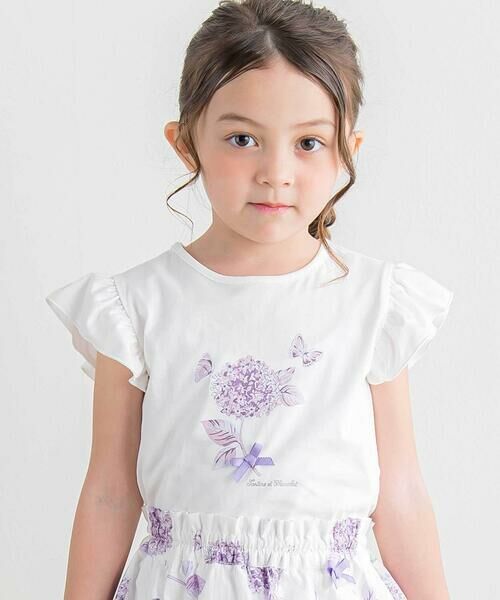 Tartine et Chocolat / タルティーヌ エ ショコラ Tシャツ | フラワープリント袖フリルTシャツ(90〜140cm) | 詳細5