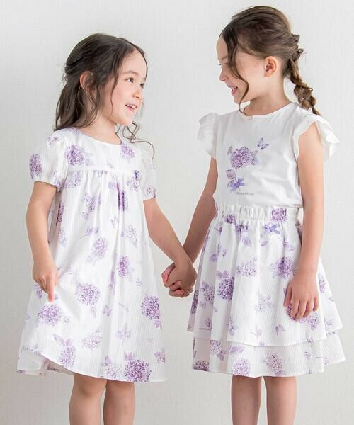 Tartine et Chocolat / タルティーヌ エ ショコラ Tシャツ | フラワープリント袖フリルTシャツ(90〜140cm) | 詳細6