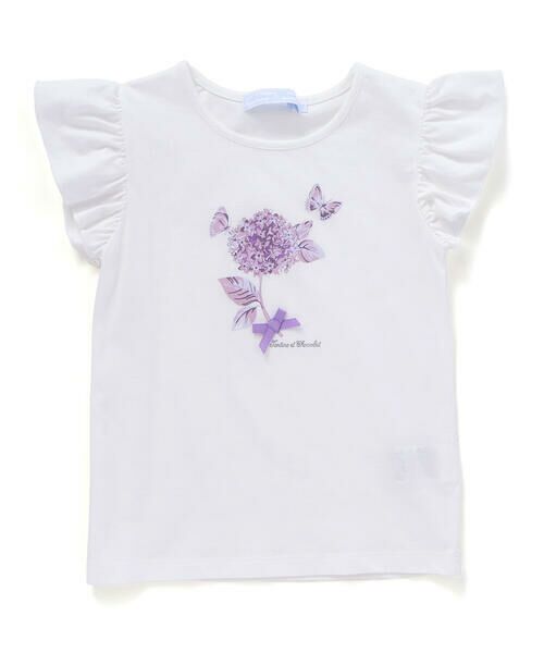 Tartine et Chocolat / タルティーヌ エ ショコラ Tシャツ | フラワープリント袖フリルTシャツ(90〜140cm) | 詳細7