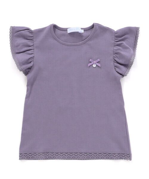 Tartine et Chocolat/タルティーヌ エ ショコラ トーションレース袖フリルTシャツ(90〜140cm) パープル 100cm Tartine et Chocolat/タルティーヌ エ ショコラ トーションレース袖フリルTシャツ(90〜140cm) パープル 100cm