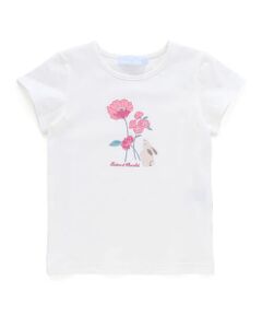 Tartine et Chocolat / タルティーヌ エ ショコラ Tシャツ | 【日本製】ウサギとお花プリント半袖Tシャツ(80〜130cm)