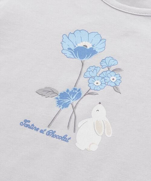 Tartine et Chocolat / タルティーヌ エ ショコラ Tシャツ | 【日本製】ウサギとお花プリント半袖Tシャツ(80〜130cm) | 詳細8
