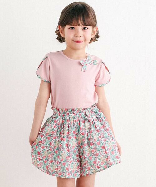 Tartine et Chocolat / タルティーヌ エ ショコラ Tシャツ | リバティプリント袖パイピングTシャツ(90〜140cm) | 詳細3