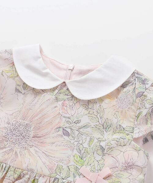 Tartine et Chocolat / タルティーヌ エ ショコラ ミニ丈・ひざ丈ワンピース | 【お揃い】リバティRose Xanthe(ローズザンジー)リップストップ丸襟ワンピース(90〜140cm) | 詳細2