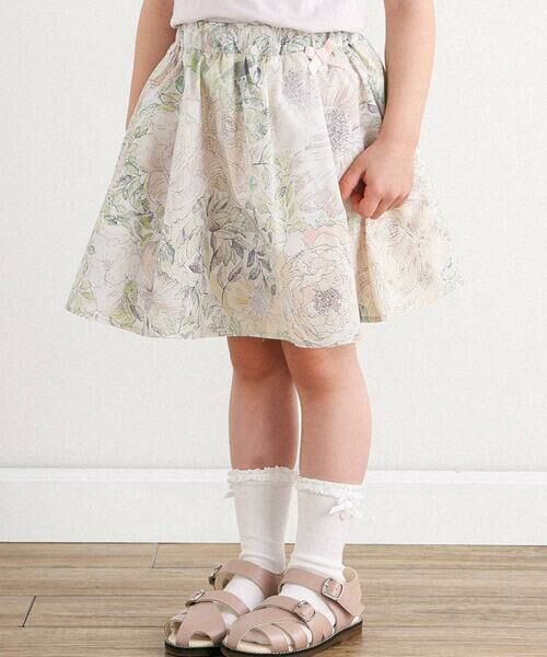 Tartine et Chocolat / タルティーヌ エ ショコラ ミニ・ひざ丈スカート | 【日本製】【お揃い】リバティRose Xanthe(ローズザンジー)インナーパンツ付きスカート(90〜140cm)(ピンク系)