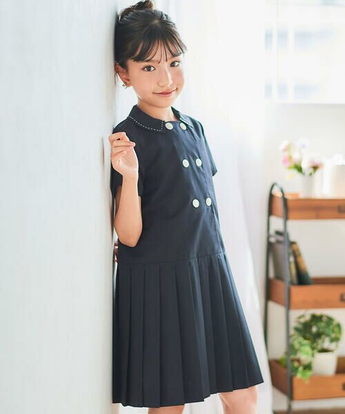 Tartine et Chocolat / タルティーヌ エ ショコラ ミニ丈・ひざ丈ワンピース | ブロードマリンプリーツワンピース(100~140cm) | 詳細2