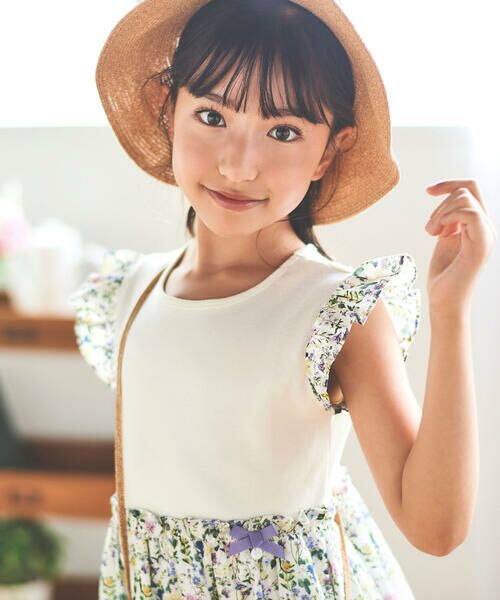 Tartine et Chocolat / タルティーヌ エ ショコラ ミニ丈・ひざ丈ワンピース | 【日本製】【お揃い】デジタルフラワープリント切替ワンピース(90~140cm) | 詳細3