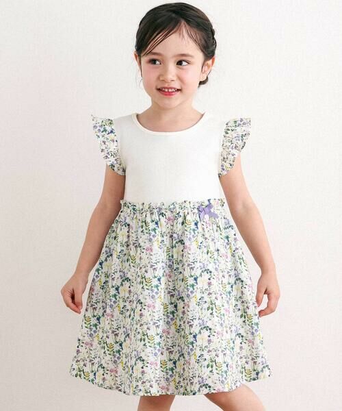 Tartine et Chocolat / タルティーヌ エ ショコラ ミニ丈・ひざ丈ワンピース | 【日本製】【お揃い】デジタルフラワープリント切替ワンピース(90~140cm) | 詳細5