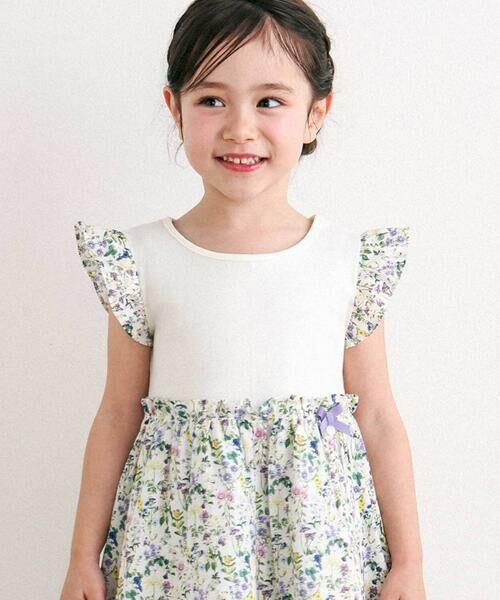 Tartine et Chocolat / タルティーヌ エ ショコラ ミニ丈・ひざ丈ワンピース | 【日本製】【お揃い】デジタルフラワープリント切替ワンピース(90~140cm) | 詳細6
