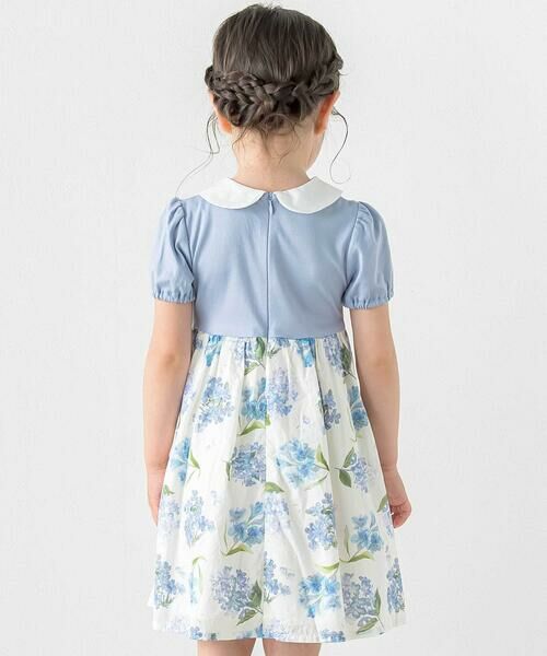 Tartine et Chocolat / タルティーヌ エ ショコラ ミニ丈・ひざ丈ワンピース | 【日本製】【お揃い】リバティMARINA'S MEADOW(マリナズ・メドゥ)丸襟半袖切り替えワンピース(100~140cm) | 詳細12