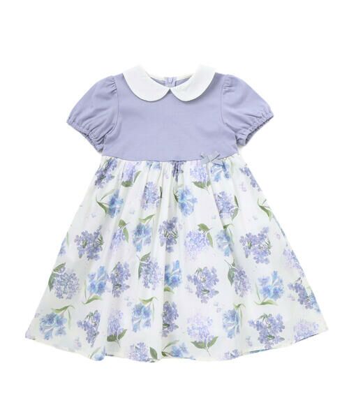 Tartine et Chocolat / タルティーヌ エ ショコラ ミニ丈・ひざ丈ワンピース | 【日本製】【お揃い】リバティMARINA'S MEADOW(マリナズ・メドゥ)丸襟半袖切り替えワンピース(100~140cm) | 詳細13