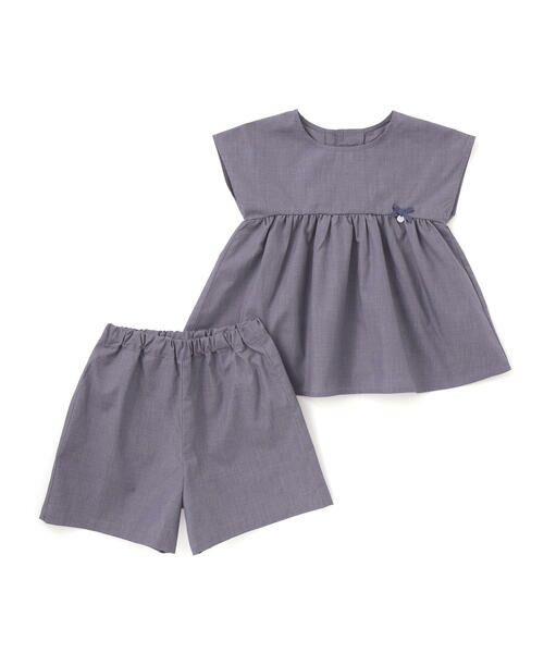 Tartine et Chocolat / タルティーヌ エ ショコラ セットアップ | リボン半袖切替ブラウス＋ハーフパンツ セットアップ(90~140cm) | 詳細8