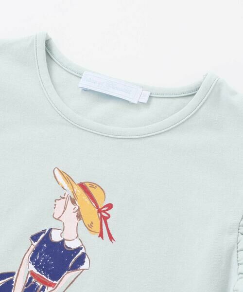 Tartine et Chocolat / タルティーヌ エ ショコラ Tシャツ | 麦わら女の子プリント袖フリルTシャツ(90~140cm) | 詳細3