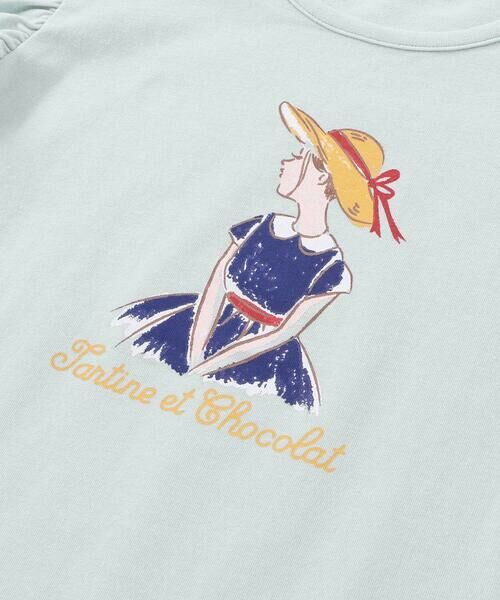 Tartine et Chocolat / タルティーヌ エ ショコラ Tシャツ | 麦わら女の子プリント袖フリルTシャツ(90~140cm) | 詳細4