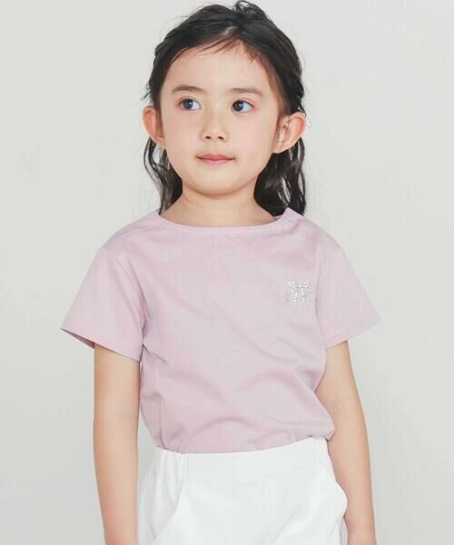 Tartine et Chocolat / タルティーヌ エ ショコラ Tシャツ | 【日本製】【お揃い】リボンラインストーンの半袖Tシャツ(90~140cm) | 詳細3